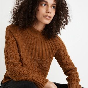 MADEWELL  |  S  | Pointelle Stitch-Mix Mockneck Sweater